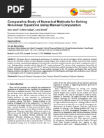 Comparative Study of Numerical Methods For Solving Non-Linear Equations Using Manual Computation