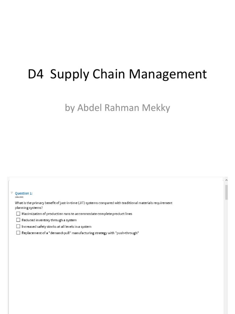 D4 Supply Chain Management PDF | PDF