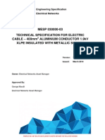 MESP 030000-03 Technical Specification For Electric Cable - 400mm Aluminium Conductor 1.9Kv Xlpe Insulated With Metallic Screen