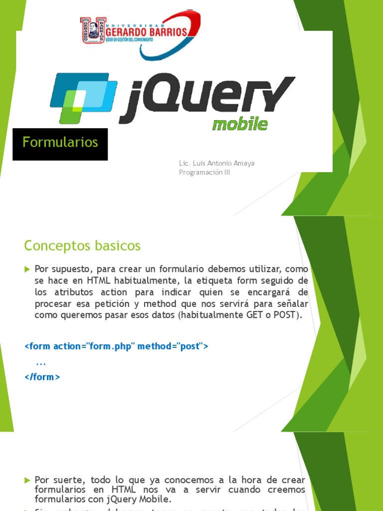 Formularios con jQuery Mobile | PDF | HTML | Servidor web