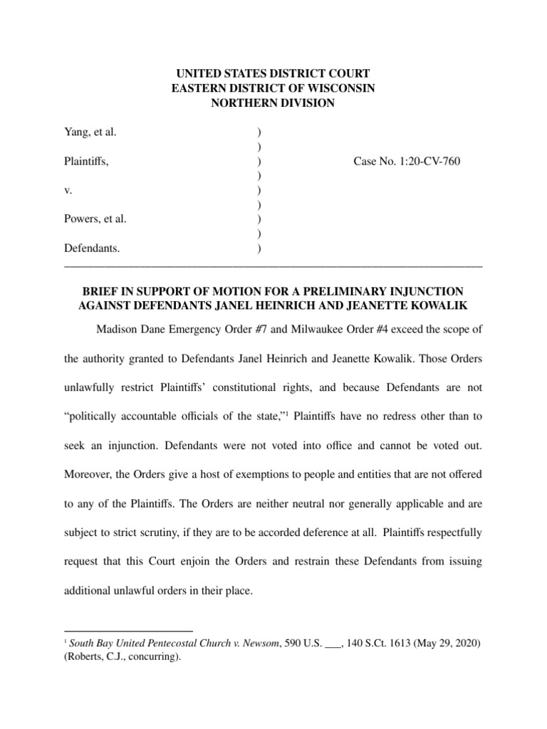 Injunction Motion Against Health Orders | PDF | Injunction | Government