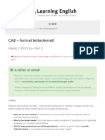 CAE - Formal Letter/email: Paper 2 Writing - Part 2
