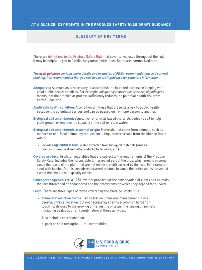 FDA Produce Safety Rule Guidance Summary | PDF | Harvest | Farms