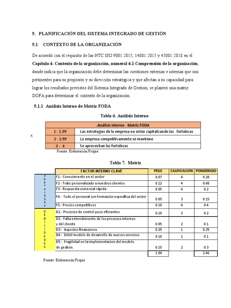 Analiz - PLANIFICACIÓN DEL SISTEMA INTEGRADO DE GESTIÓN | PDF ...
