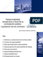 Responsabilidad Disciplinaria y Fiscal de La Contratación Pública. Liquidación de Los Contratos