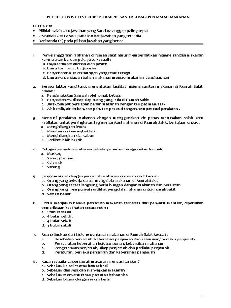 Soal Pre Test Pdf