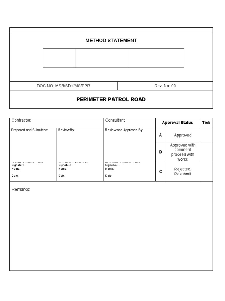 Perimeter Patrol Road Method Statement | PDF | Asphalt | Road