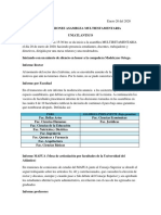 Conclusiones asamblea multiestamentaria Uniatlántico enero 2020