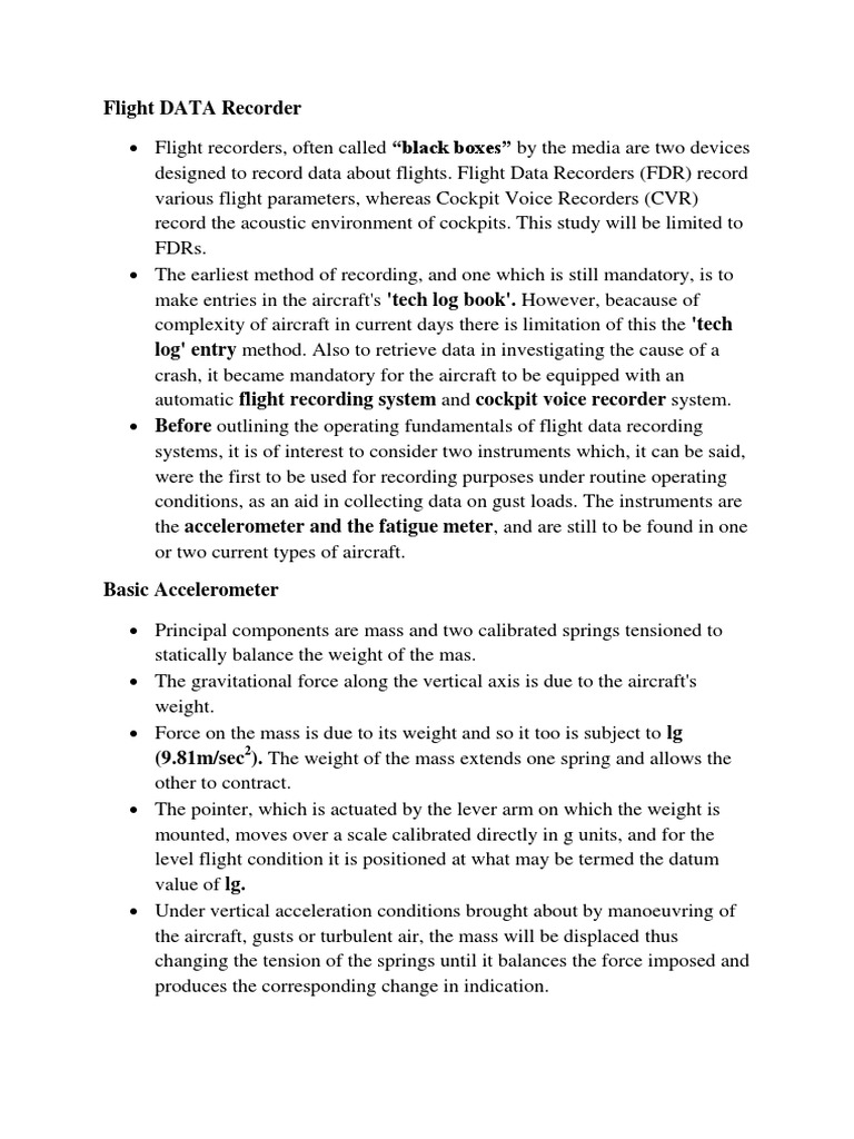 Flight DATA Recorder PDF Flight Recorder Accelerometer