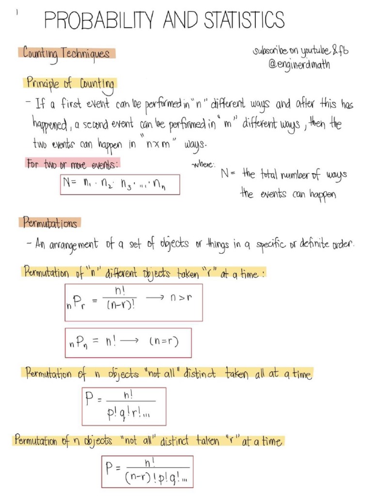 Probability and Statistics Notes | PDF