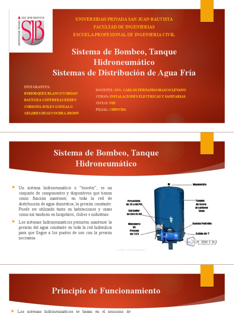 Sistema Bombeo, y Sistema de Agua Fria | PDF | Bomba | Tanques