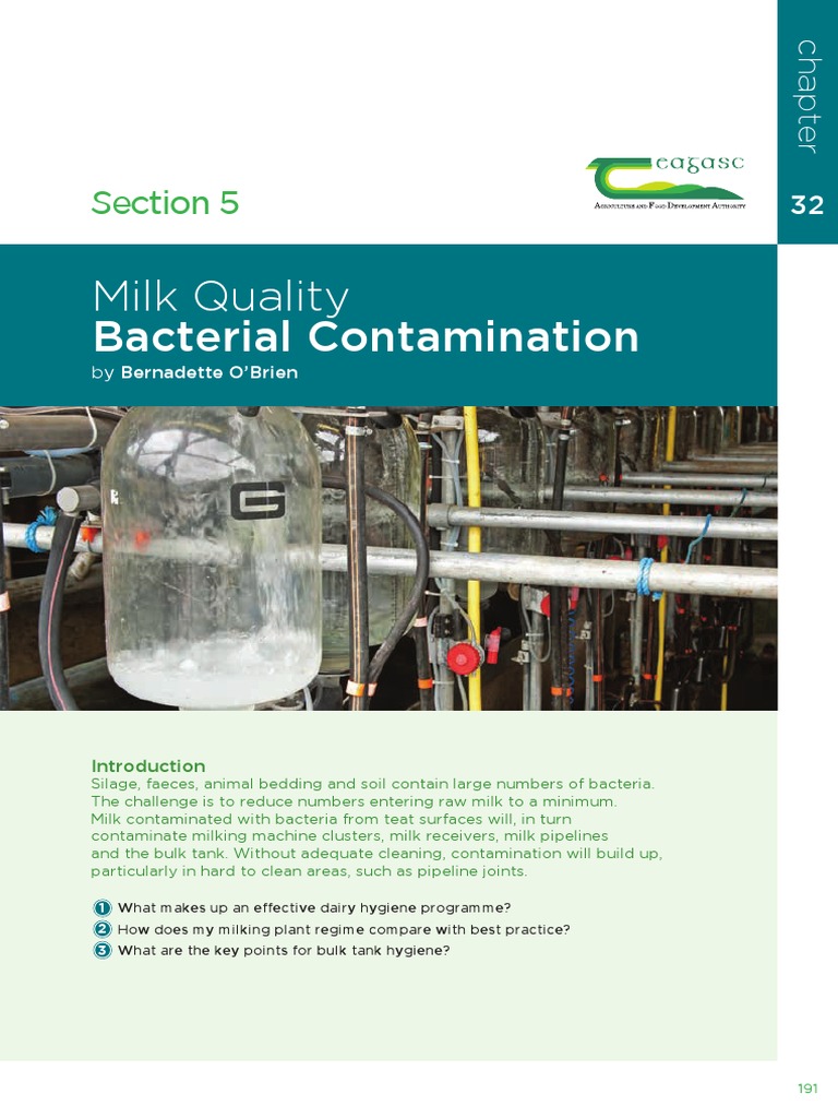 Milk Quality Bacterial Contamination: Section 5 | PDF | Dairy | Hygiene