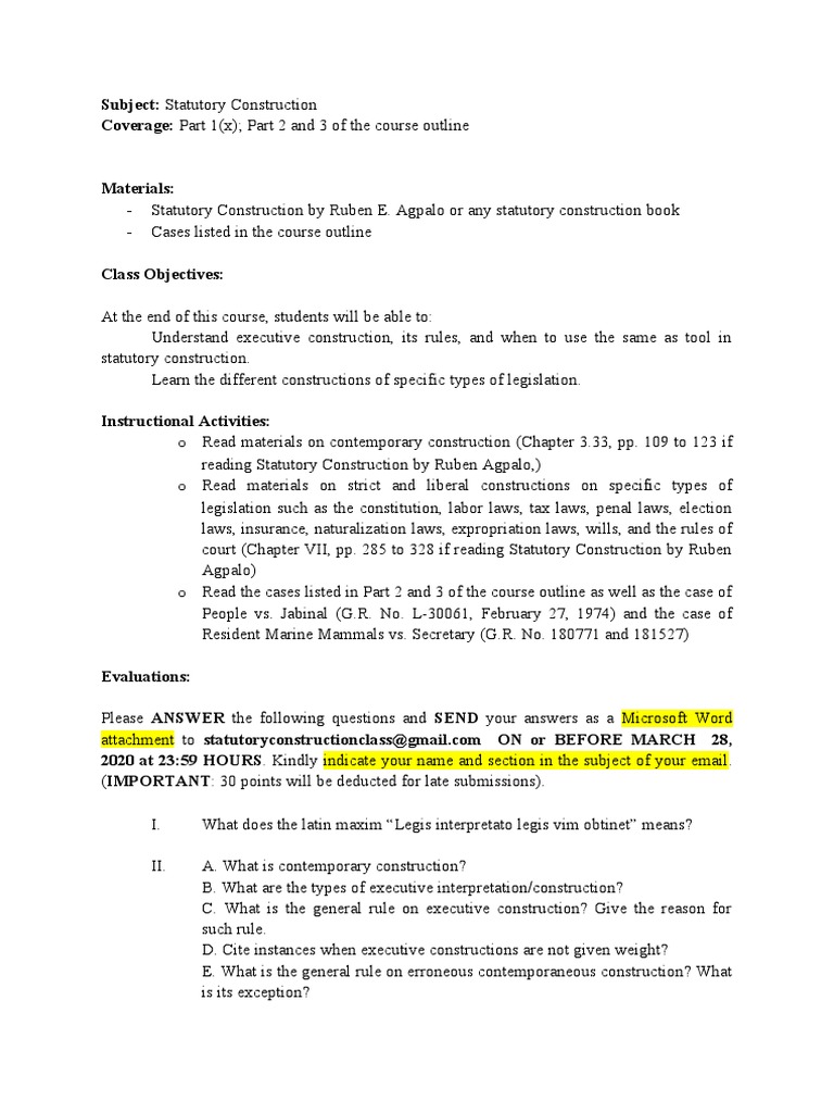 Agpalo's Statutory Construction Course Guide | PDF | Statutory ...