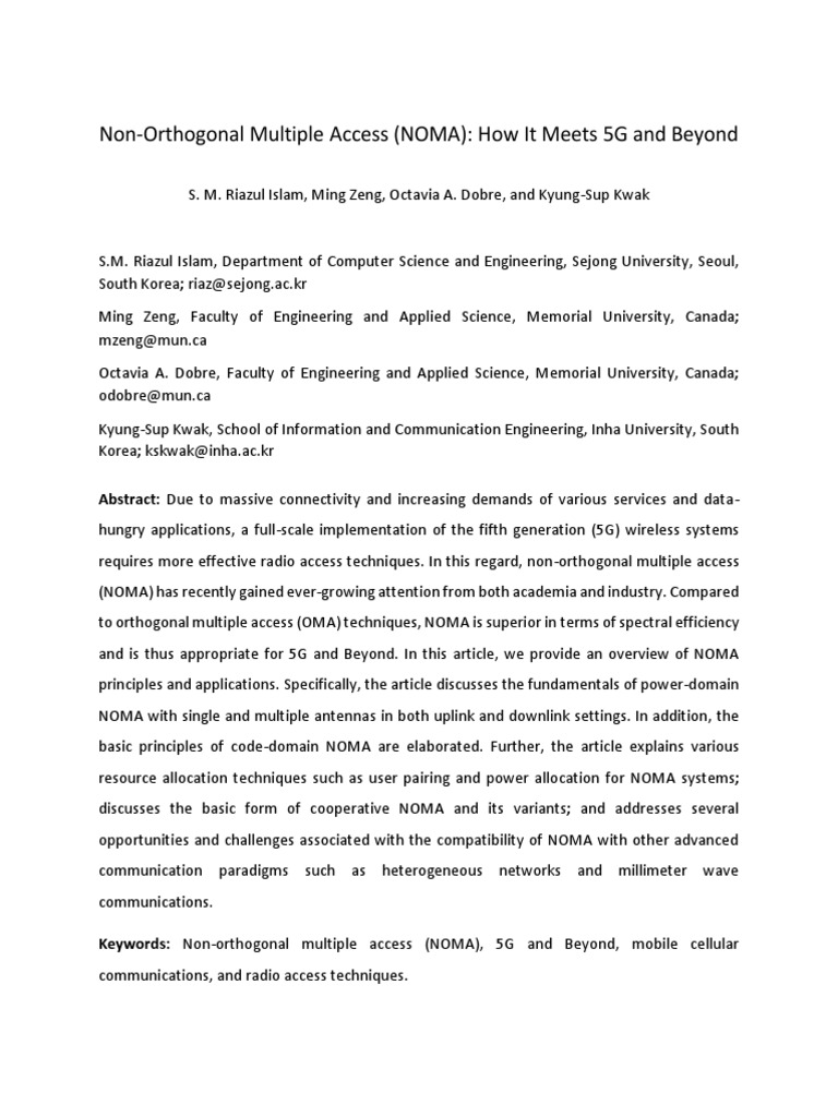 NOMA: Revolutionizing 5G Connectivity | PDF | Channel Access Method ...