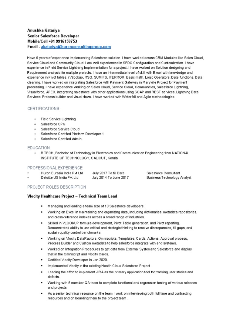 Salesforce Developer Profile | PDF | Information Technology Management ...