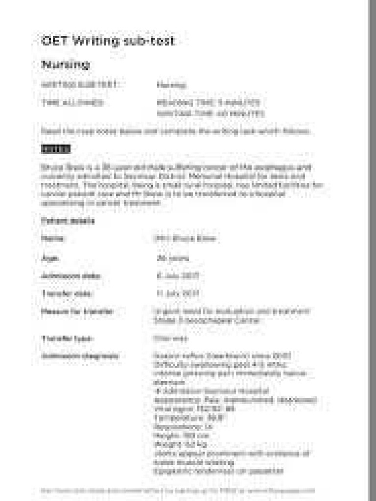 OET Writing Subtest | PDF