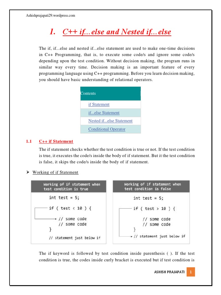 1 - C If Else and Nested If Else | PDF | Software Engineering | Computing