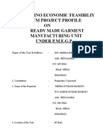 Techno Economic Feasibiliy Cum Project Profile ON Ready Made Garment Manufacturing Unit Under P.M.E.G.P