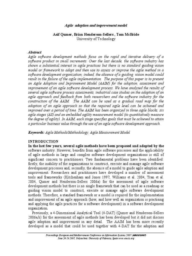 Agile Adoption and Improvement Model | PDF | Agile Software Development ...