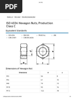 ISO 4034 Hexagon Nuts, Production Class C: Equivalent Standards