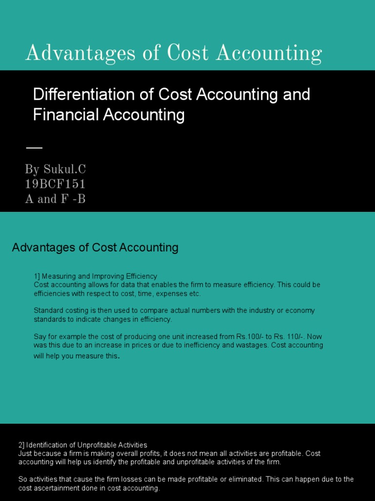 Differentiation of Cost Accounting and Financial Accounting PDF Cost Accounting Cost