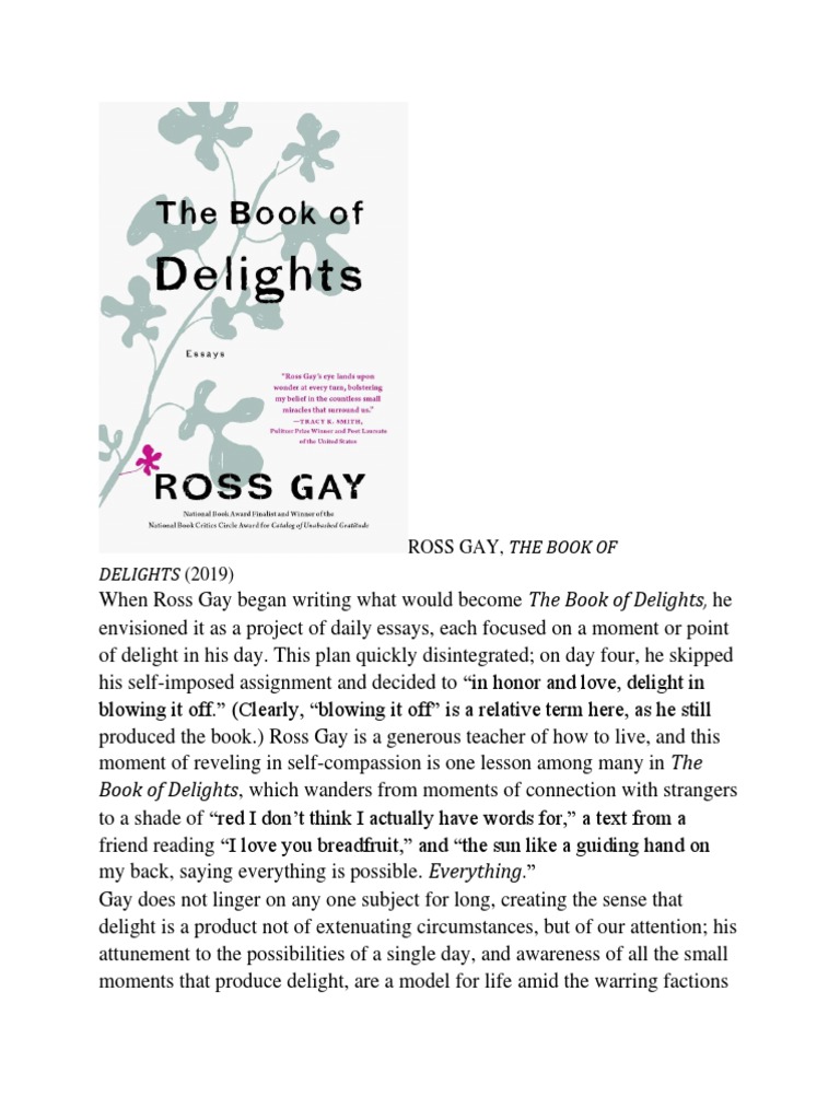 Ross Gay, The Book of Delights (2019) PDF | PDF