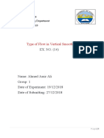 Type of Flow in Vertical Smooth Pipe: EX. NO.