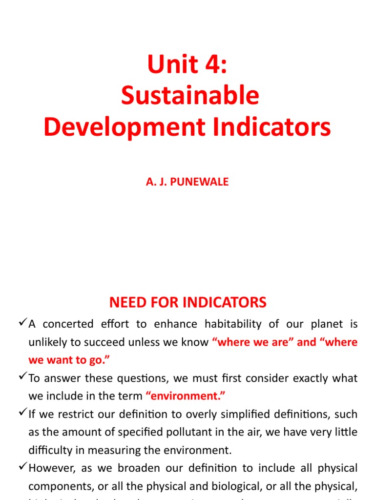 Unit 4 Sustainable Development Indicators PDF Level Of Measurement