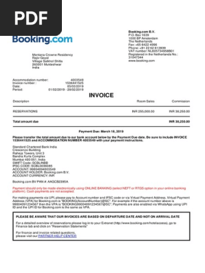 Booking.com Invoice