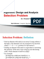 Algorithm: Design and Analysis: Selection Problem