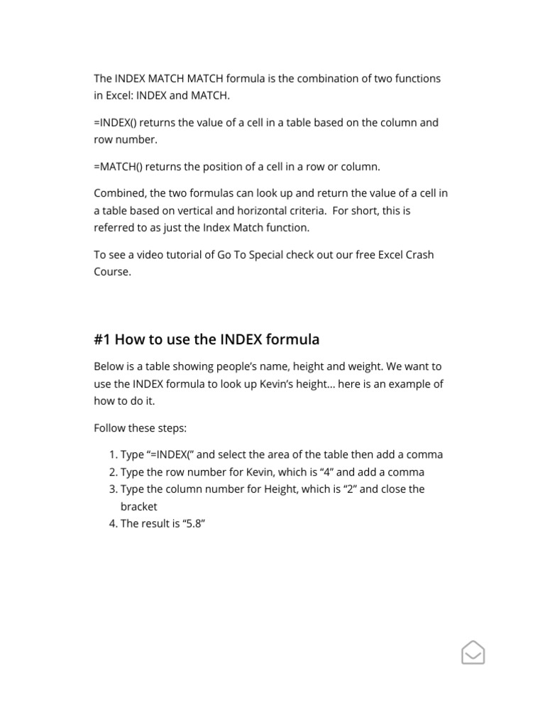 INDEX MATCH MATCH - Step by Step Excel Tutorial | Download Free PDF ...