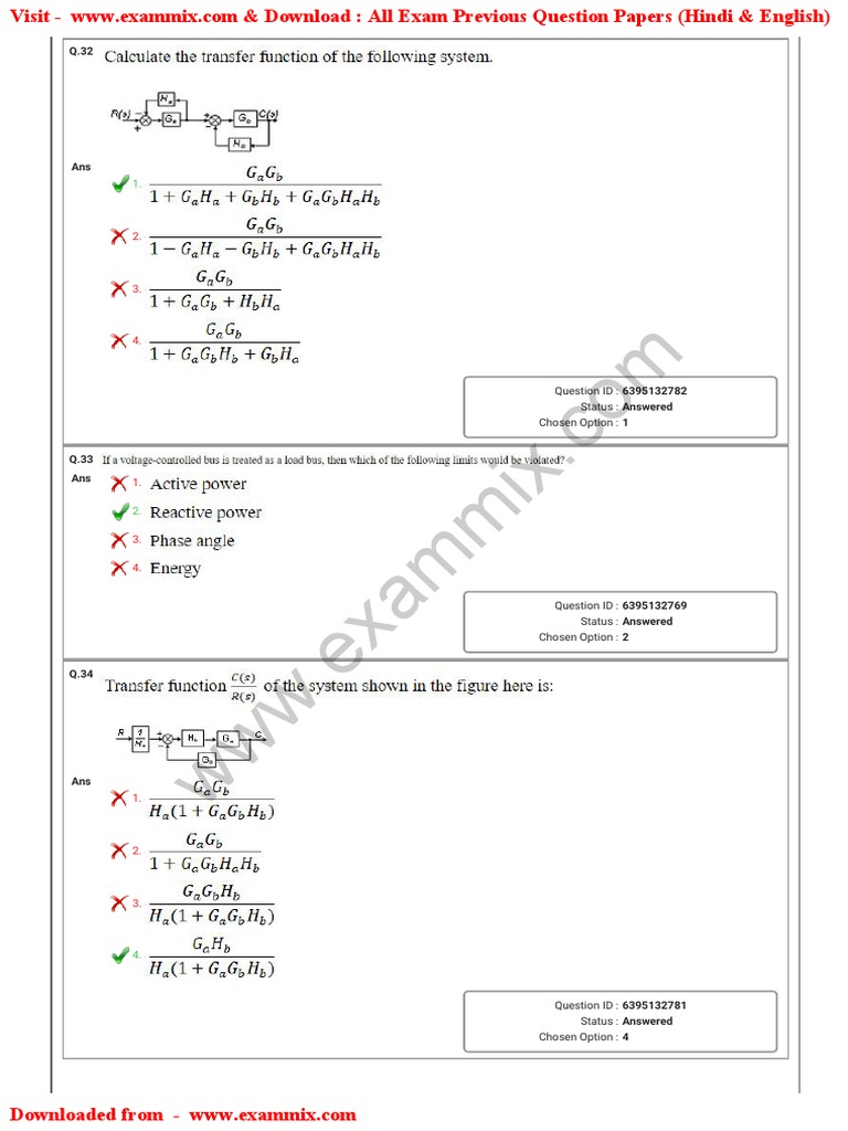 Exam Answer Key with Selected Options | PDF