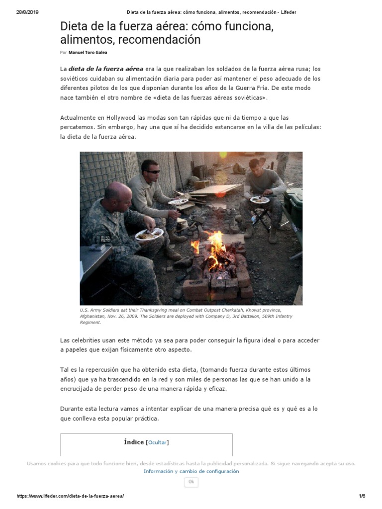 Dieta de La Fuerza Aérea Cómo Funciona, Alimentos,