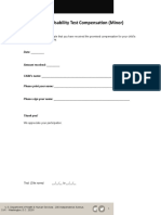 Receipt Form: Usability Test Compensation (Minor)
