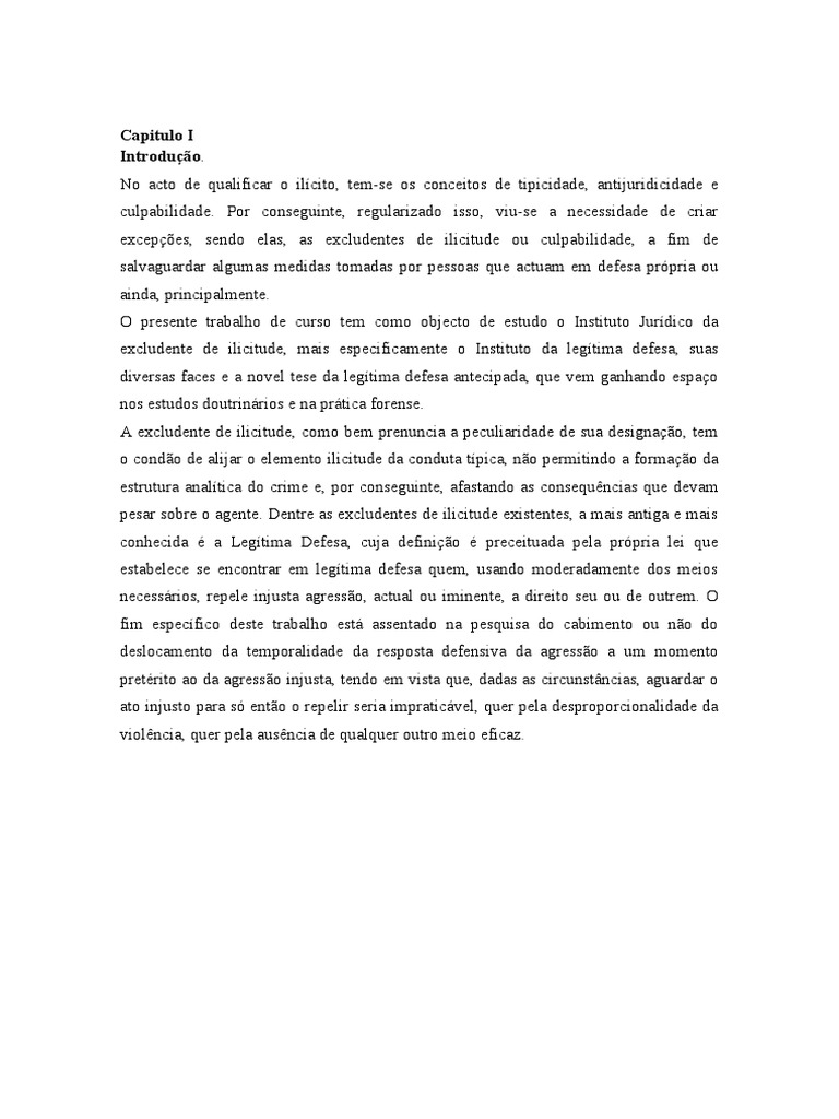 Causas de Exclusão e Justificação de Ilicitude PDF Direito Penal Crime e violência