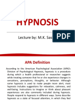 Hypnosis: Lecture By: M.K. Sastry