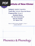 Institute of New Khmer: Subject: Applied Linguistics Teach By: Lecturer Prepared By: Group 6 Student Name