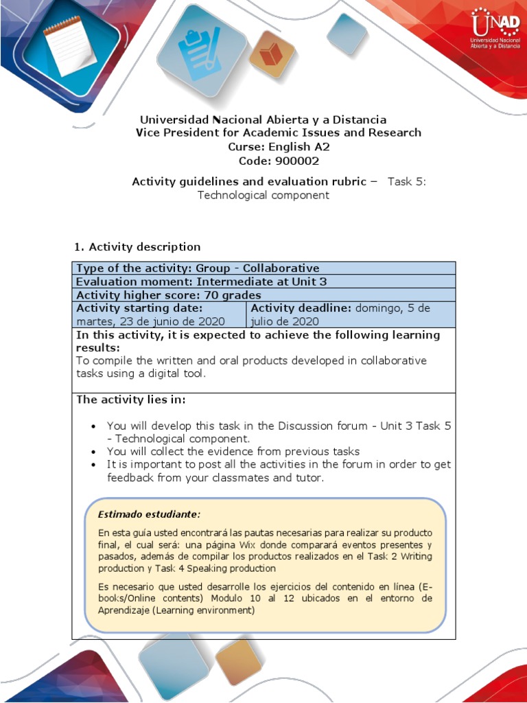 Activity Guide and Evaluation Rubric - Unit 3 - Task 5 - Technological ...