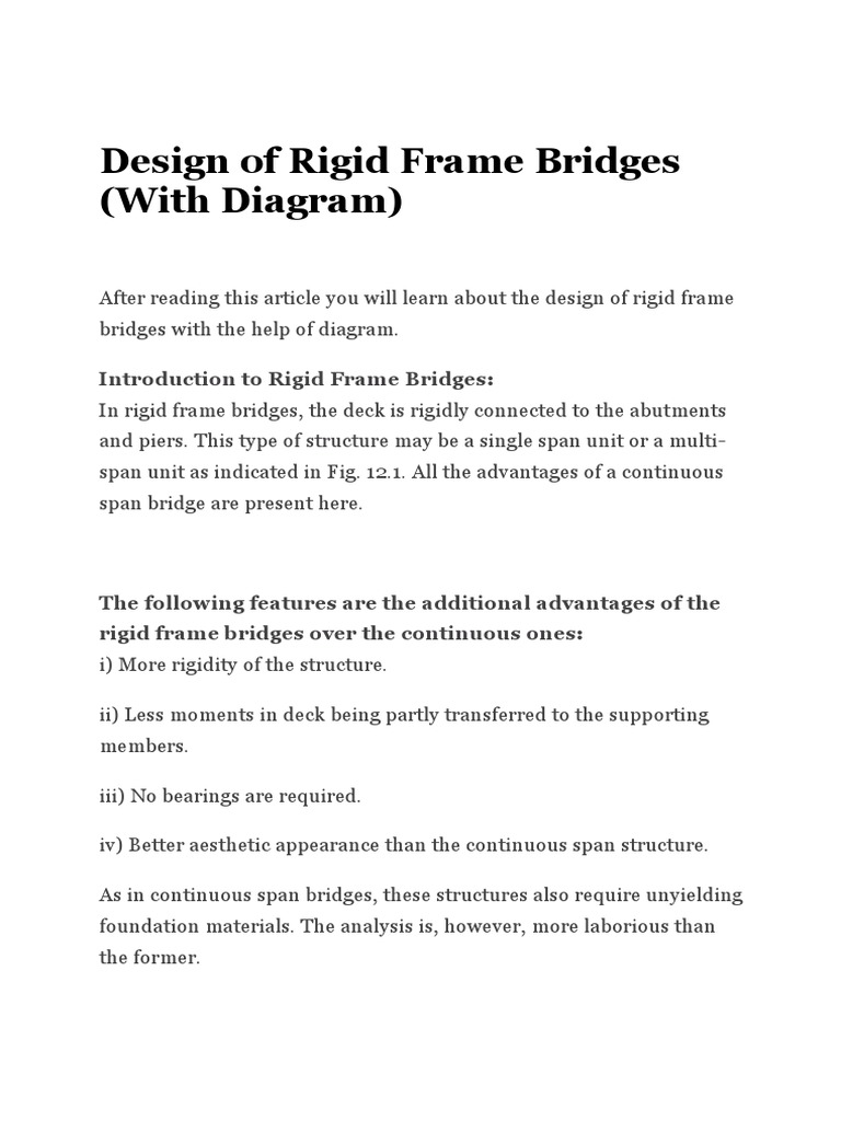 Design of Rigid Frame Bridges (With Diagram) PDF Structural