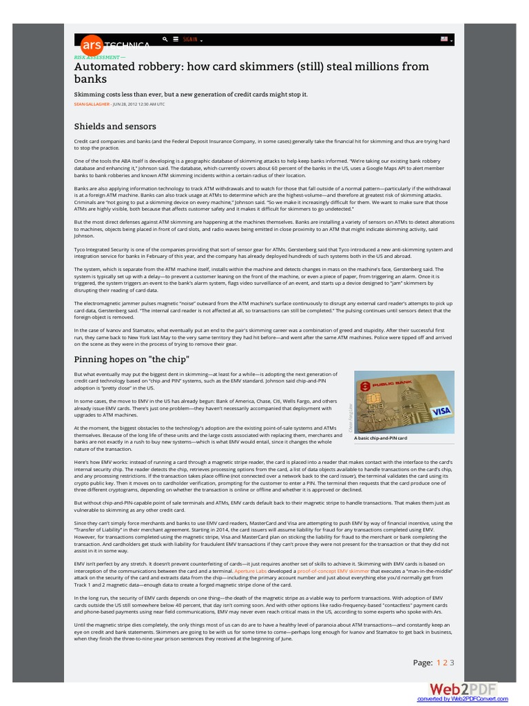 ATM Skimming: Prevention and Technology | PDF | Emv | Banking