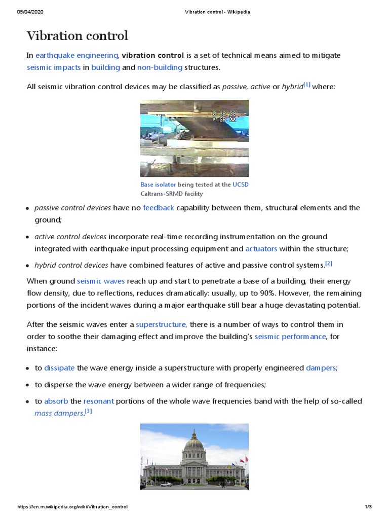 Vibration Control Wikipedia PDF Earthquake Engineering Earthquakes