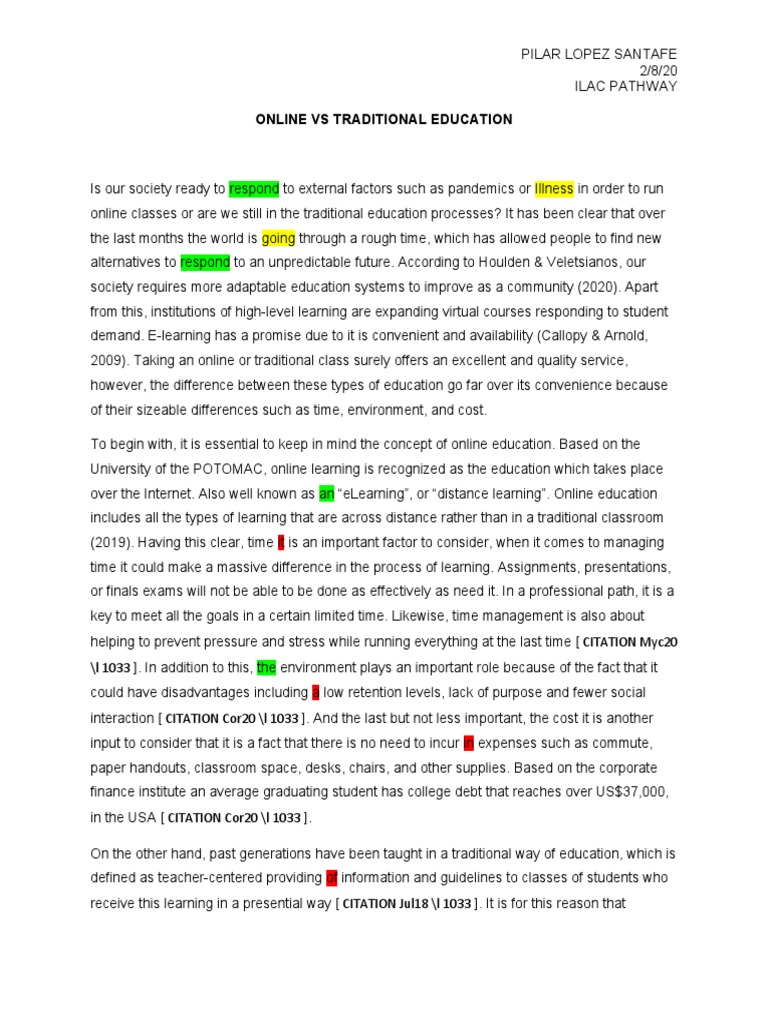 Online Vs Traditional Education | PDF | Educational Technology ...