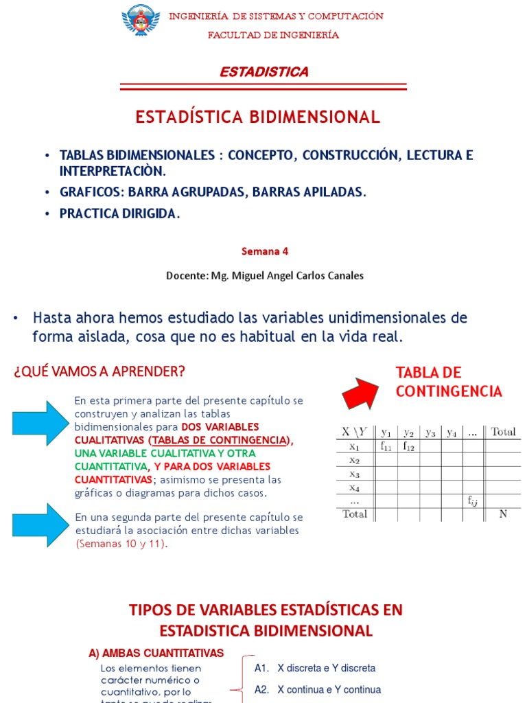 Semana 4 Tablas Bidimensionales y Barras Apiladas 2020 I PDF