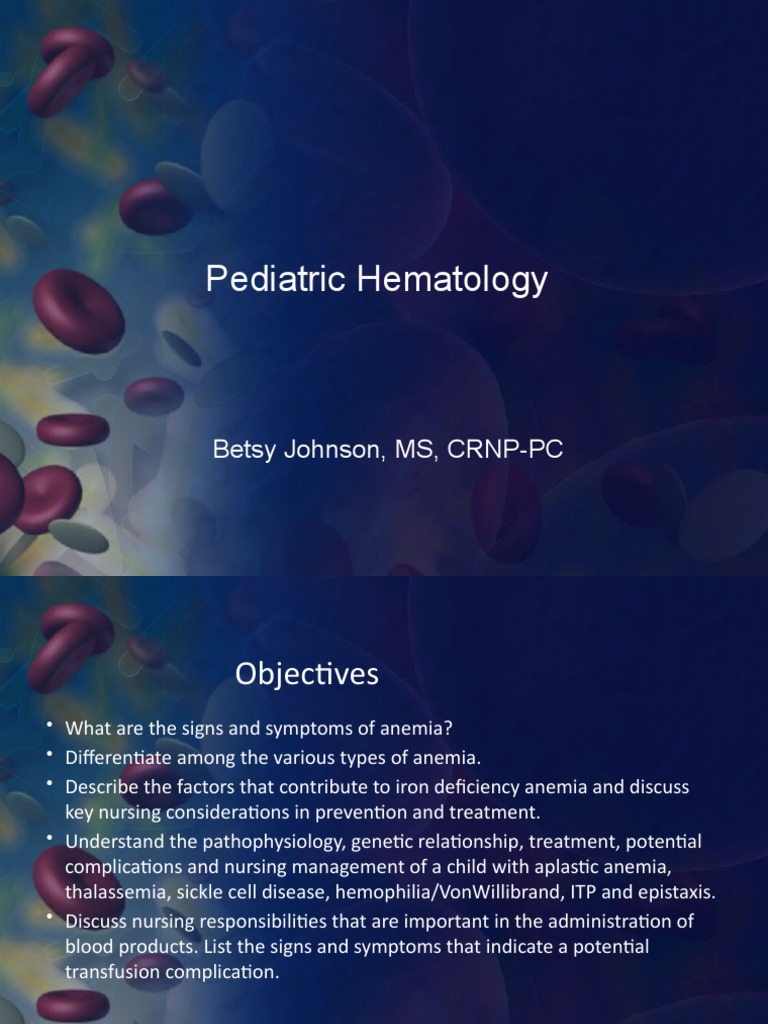 Lecture 4 - Hematology-Peds | Download Free PDF | Anemia | White Blood Cell