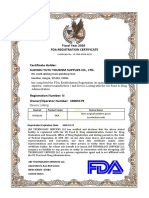 Fiscal Year 2020 Fda Registration Certificate