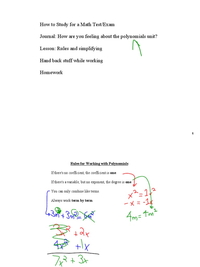 Study Tips for Math Exams | PDF