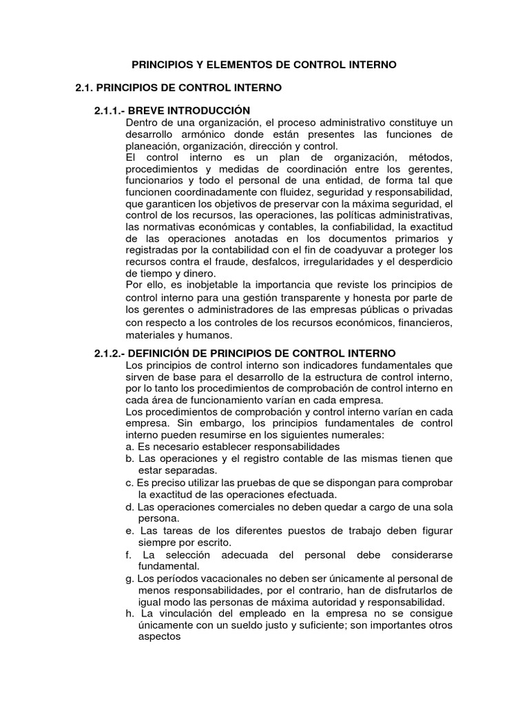 Principios y Elementos del Control Interno | PDF | Contabilidad ...