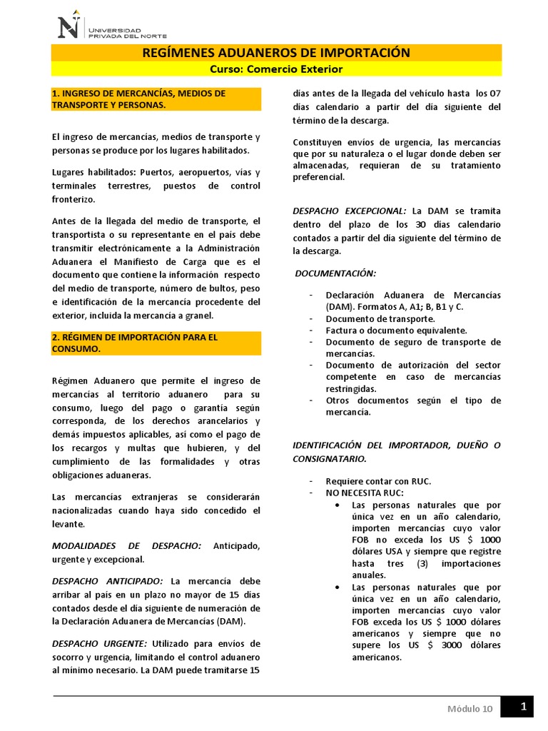 Regímenes Aduaneros de Importación | PDF | aduana | Arancel