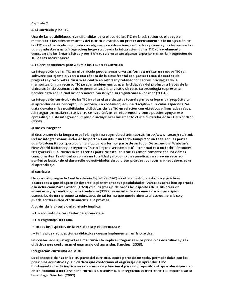 Integración de TIC en el Currículo | PDF | Plan de estudios ...