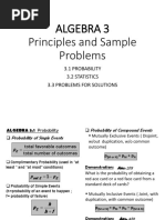 Algebra 3 Principles and Sample Problems: 3.1 Probability 3.2 Statistics 3.3 Problems For Solutions